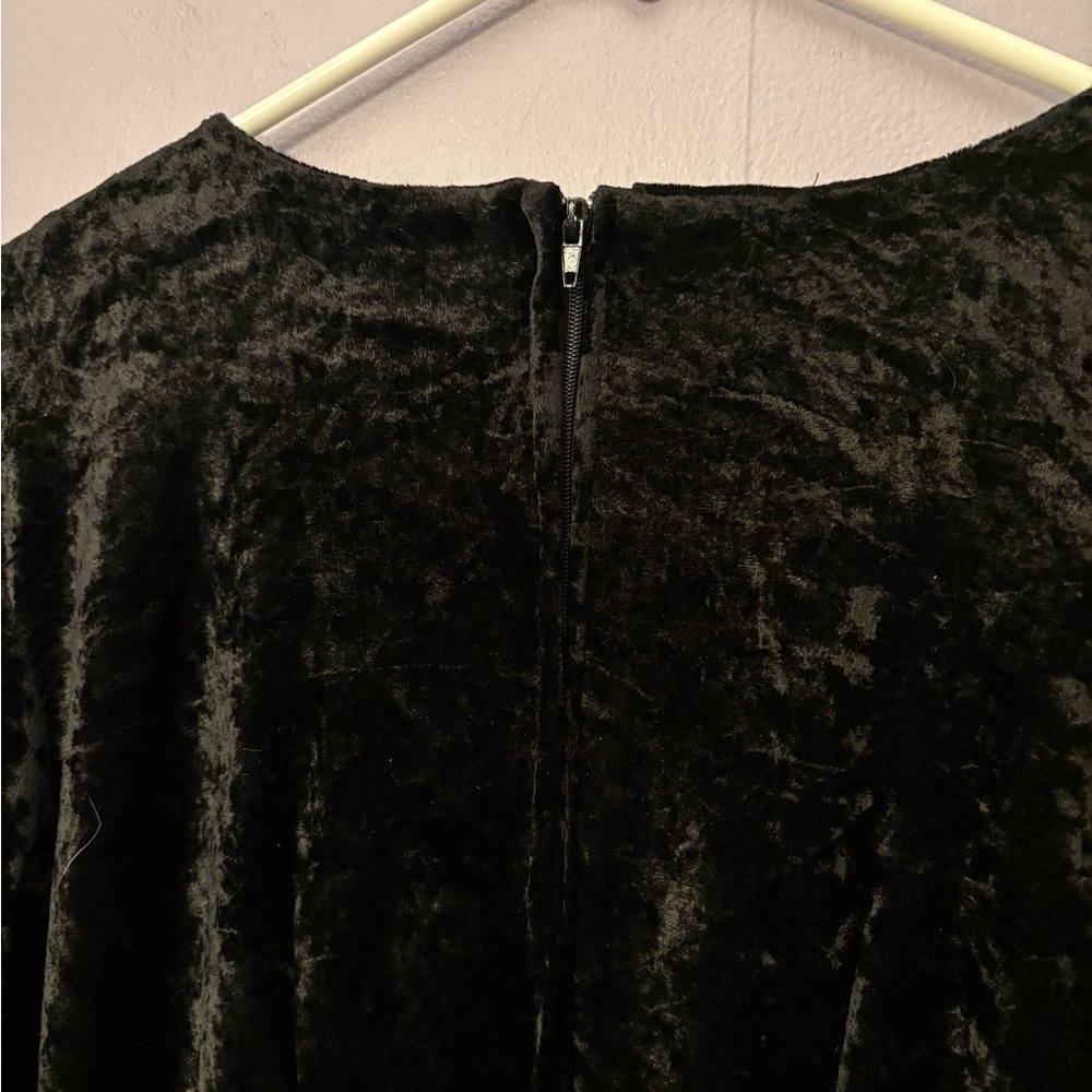 VTG 90s Janis San Francisco black crushed velvet empire waist long sleeve midi 6 - Picture 5 of 5